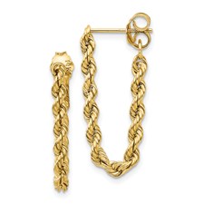 14 kaarat yellow gold hollow rope drop earrings