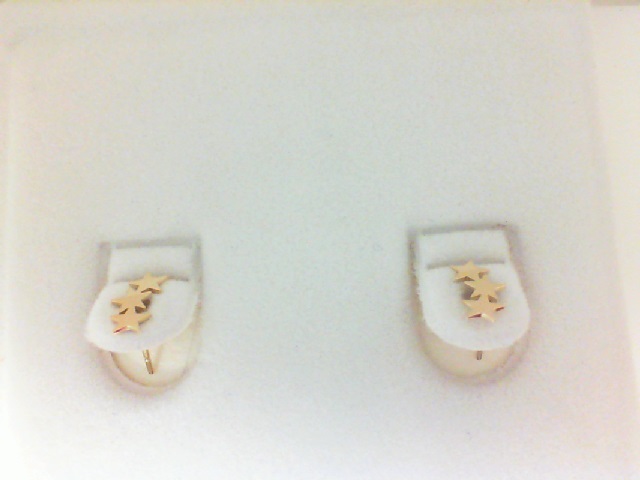 14 Karat Yellow Gold Triple Star Earrings