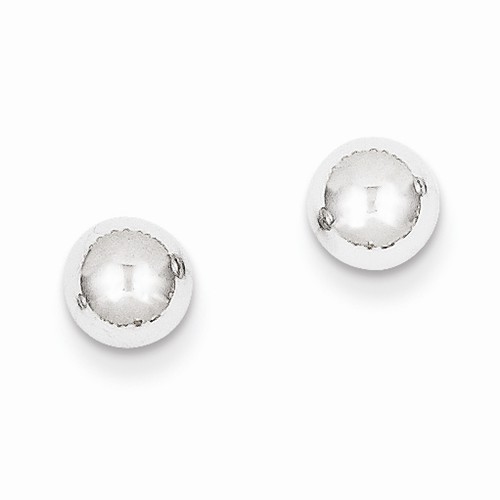 14K White Gold 4mm Polished Ball Stud Earrings