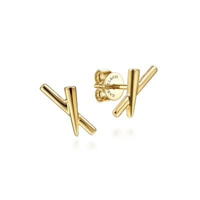 Gabriel & Co 14 Karat Yellow Gold X Shape Stud Earrings