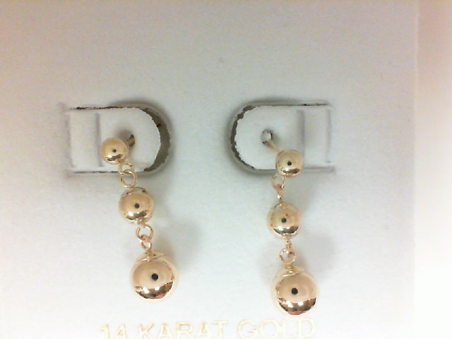 14 Karat Yellow Gold  Bead  Dangle Earrings
24X7MM