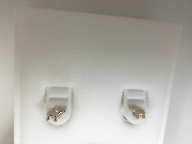 14 Karat Yellow Gold Baby Elephant Stud Earrings