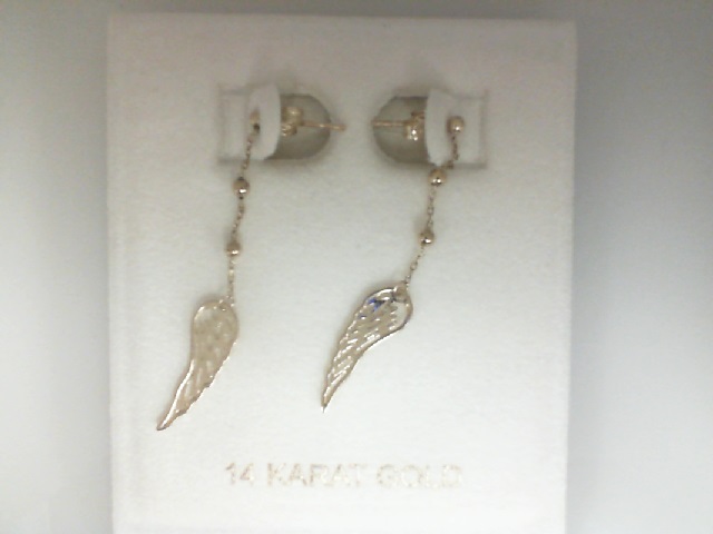 14 Karat Yellow Gold Angel Wing Dangle Earrings