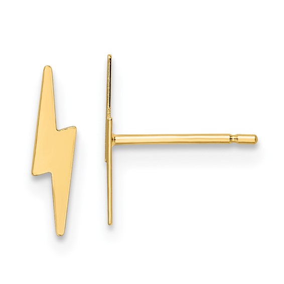 14 Karat Yellow Gold Lightning Bolt Stud Earrings