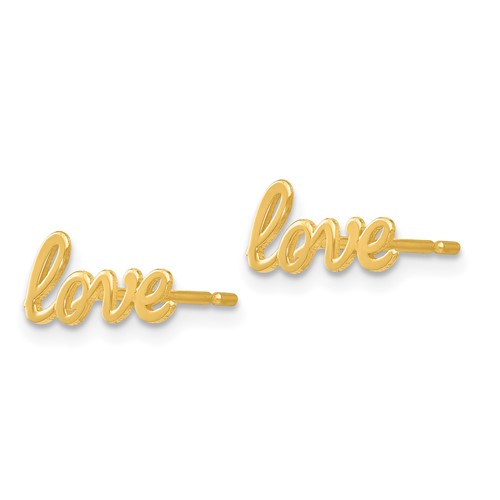 14 Karat Yellow Gold  Love  Earrings