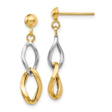 14 Karat White And Yellow Gold Link Dangles