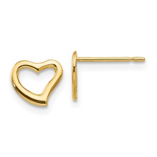 14 Karat Yellow Gold Open Heart Stud Earrings