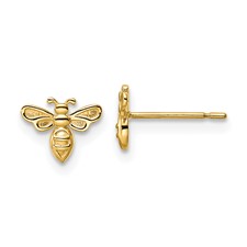 14 Karat Yellow Gold Bumblebee Stud Earrings