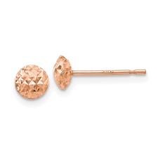 14 Karat Rose Gold Diamond Cut Stud Earring