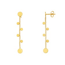 14 Karat Yellow Gold Bead And Disc Dangle Earrings