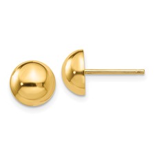 14 Karat Yellow Gold 8.0 Mm Half Ball Post Earrings