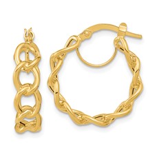 14 Karat Yellow Gold Chain Link Hoop Earrings