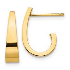 14 Karat Yellow Gold J Hoop Earrings