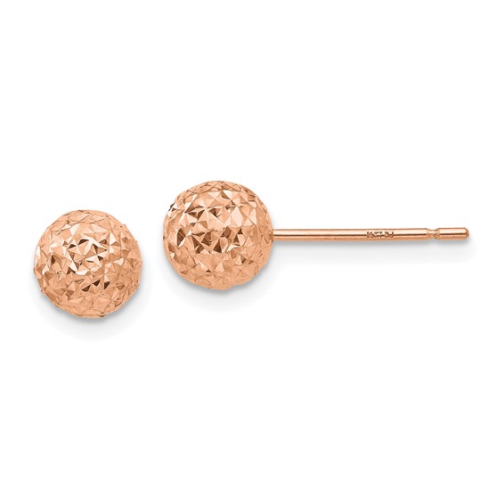 14 Karat Rose Gold 6mm Ball Post Earrings