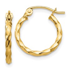 14 Karat Yellow Gold Small Twisted Hoops