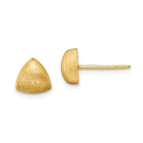 14 Karat Yellow Gold Wire Brushed 8.25 mm Stud Earrings