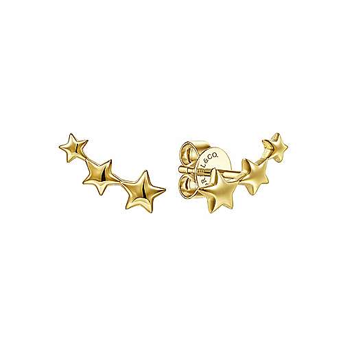 Gabriel & Co14 Karat Yellow Gold Triple Graduating Stars Curved Stud Earrings