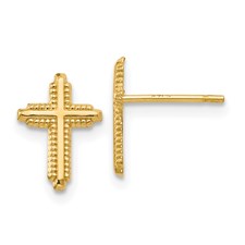 14 Karat Yellow Gold Cross Earrings
