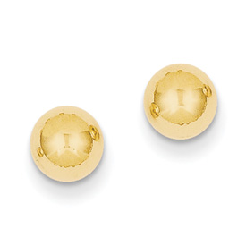 14 Karat Yellow Gold 6mm Polished Ball Stud Earrings