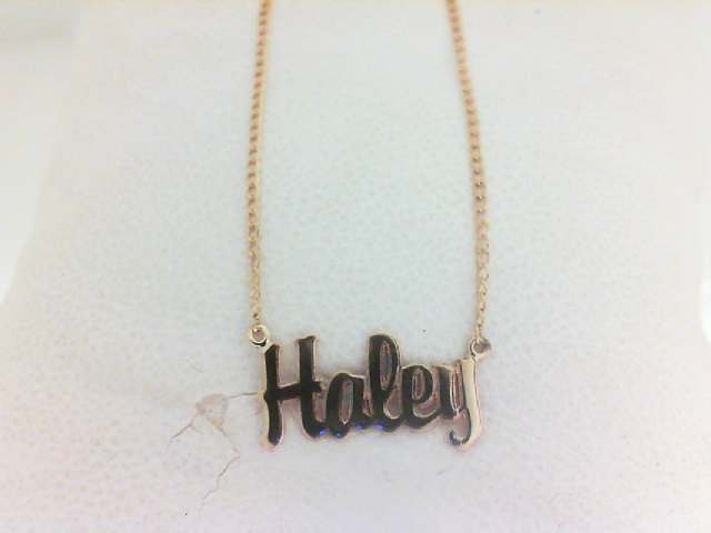 14 Karat Yellow Gold Haley Nameplate With Chain 15.75