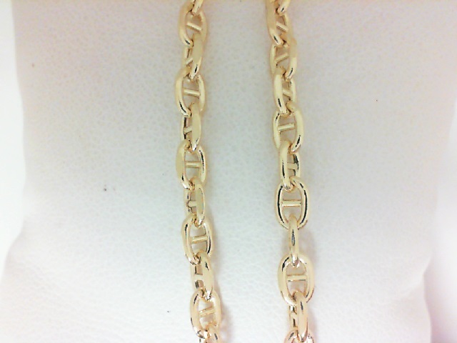 14 Karat Yellow Gold Hollow Anchor 30  inch