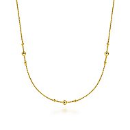 Gabriel & Co 14 Karat Yellow Gold Bujukan Bead Station Necklace 24 Inch