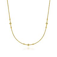 Gabriel & Co 14 Karat Yellow Gold Bujukan Bead Station Necklace 24 Inch