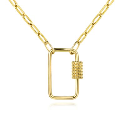 Gabriel & Co 14 Karat Yellow Gold Lock Paperclip Bujukan Necklace 17 Inch