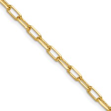 14 Karat Yellow Gold 3.5 Mm Solid Diamond Cut Beveled Paperclip Link Chain 18 Inch