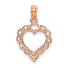 14 Karat Rose Gold Lace Heart Pendant