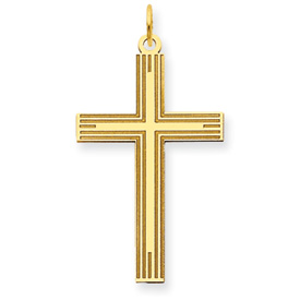 14 Karat Yellow Gold Engraved Cross