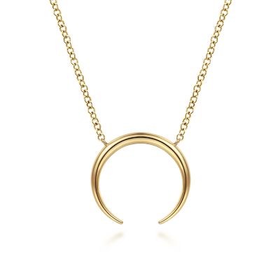 Gabriel & Co 14 Karat Yellow Gold Crescent Moon 17.5  Inch  Pendant