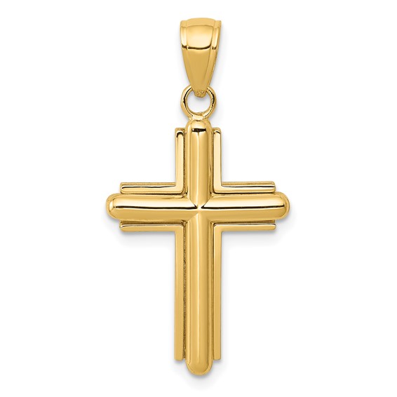 14 Karat Yellow Gold Polished Beveled Stick Cross with Frame Pendant
Length of Item: 32 mm