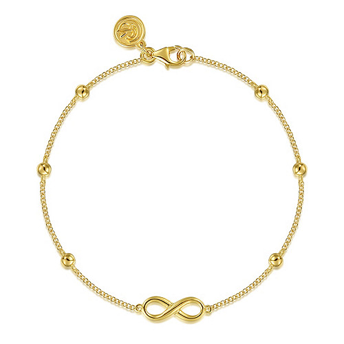Gabriel & Co14 Karat Yellow Gold Infinity Beaded Bracelet 7 Inch