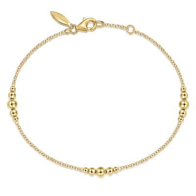 Gabriel & Co 14K Yellow Gold Chain Bracelet with Graduating Bead Stations