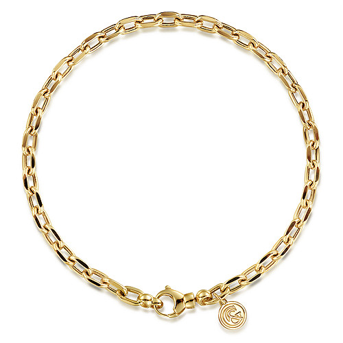 Gabriel & Co 14 Karat Yellow Gold Hollow Link  Chain Bracelet