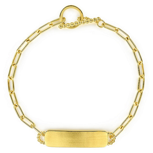 Gabriel & Co 14 karat Yellow Gold Hollow Paperclip Chain ID Bracelet