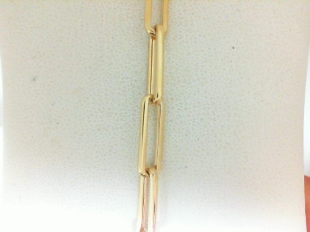 Yellow Gold 14 Karat Solid Paperclip Bracelet Length: 7