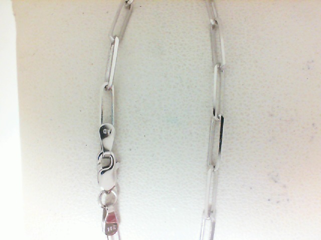 14 Karat White Gold  PaperClip 7  Inch Bracelet