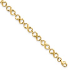 14 Karat Yellow Gold Infinity Link Bracelet 7 Inch