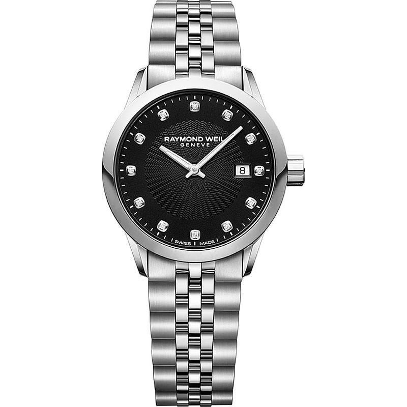 Raymond Weil: Stainless Steel Freelancer 29mm Swiss Quartz Watch
With Black Diamond Dial