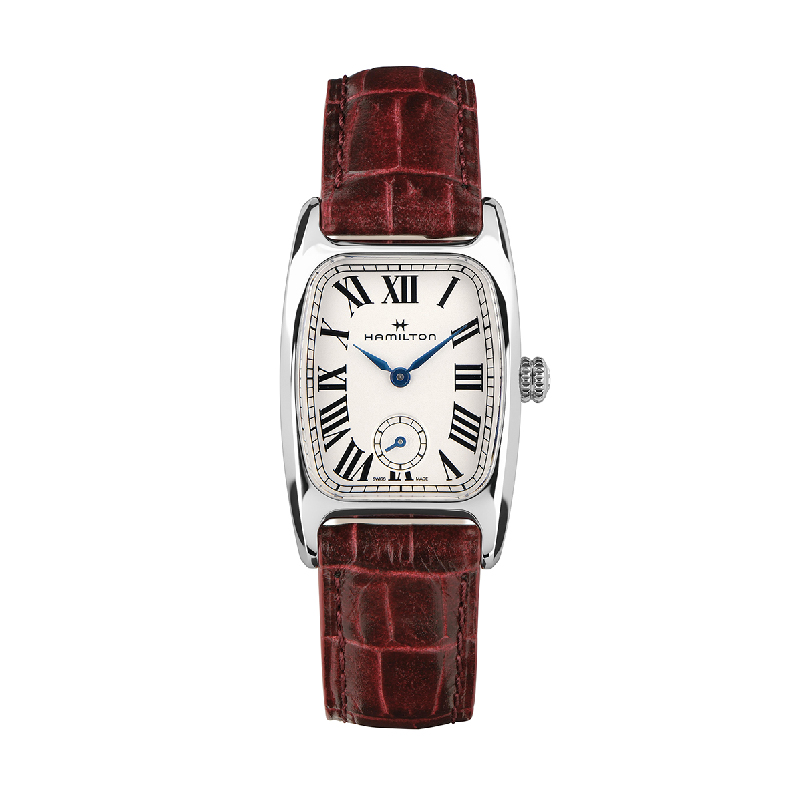 Hamilton: Stainless Steel Quartz 23.5mm x 27.40mm Boulton Watch Red Leather StrapWith Buckle