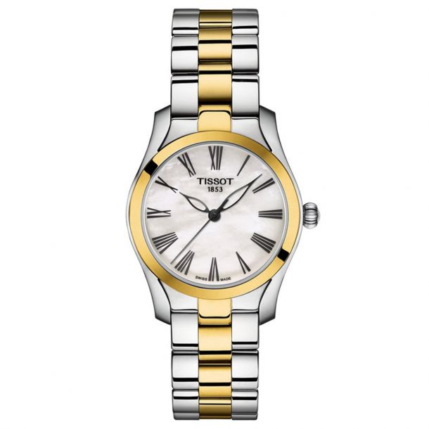 Tissot T-Wave Two-Tone Stainless Steel Mother-Of-Pearl Dial Quartz (T112.210.22.113.00)
30mm Two-tone stainless steel case