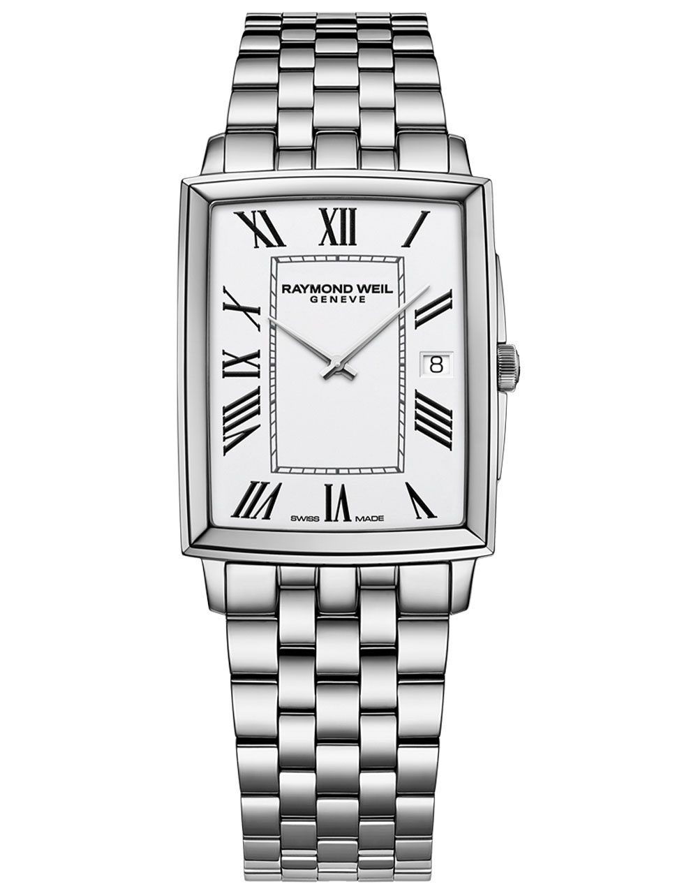 Raymond WeilToccata Men's Classic Rectangular Stainless Steel Watch, 37 x 29 mm (5425-ST-00300)
Stainless steel bracelet, White dial, Black Roman numerals