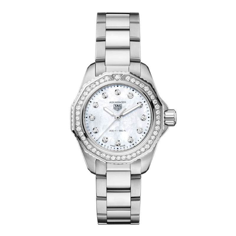 TAG Heuer AQUARACER Professional 200 Quartz Diamond Mother of Pearl Dial 30mm Watch (WBP1417.BA0622)