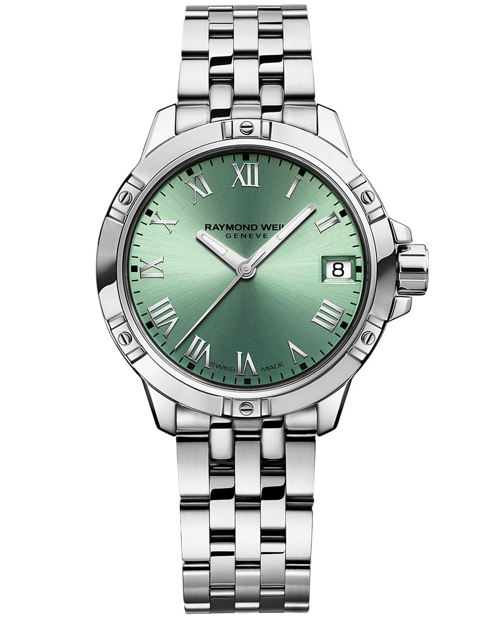 Raymond Weil Tango Classic  Stainless Steel Quartz Green Dial Steel Date Watch, 30mm (5960-ST-00520)