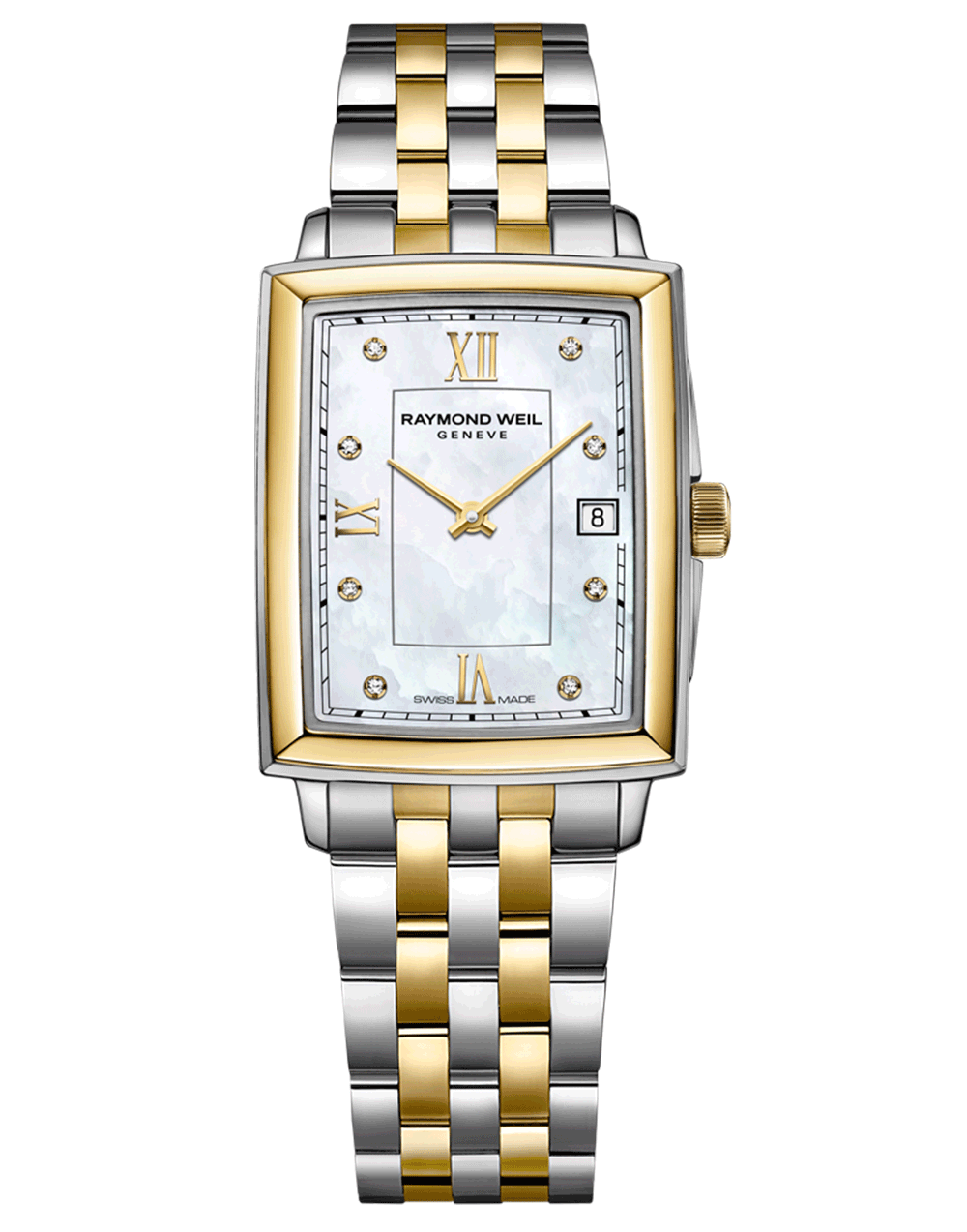 Raymond Weil Two Tone Toccata Mother Of Pearl Diamond Marker Dial Rectangular Watch