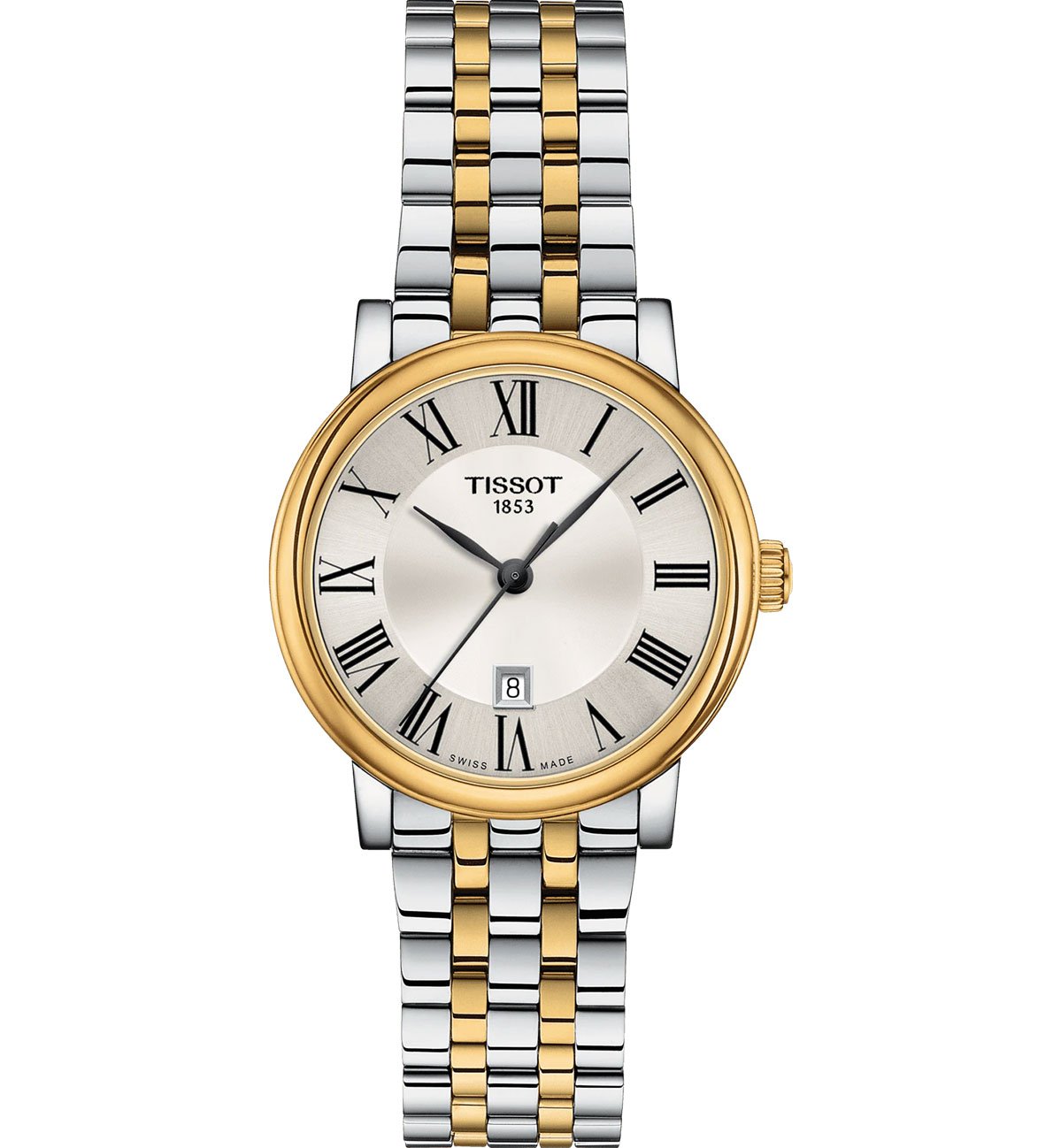 Stainless Steel Quartz Watch Name: Carson Premium
Name Of Bracelet: Two Tone Stainless
Clasp: Deployment
Finish: Polished
Dial Color: Silver