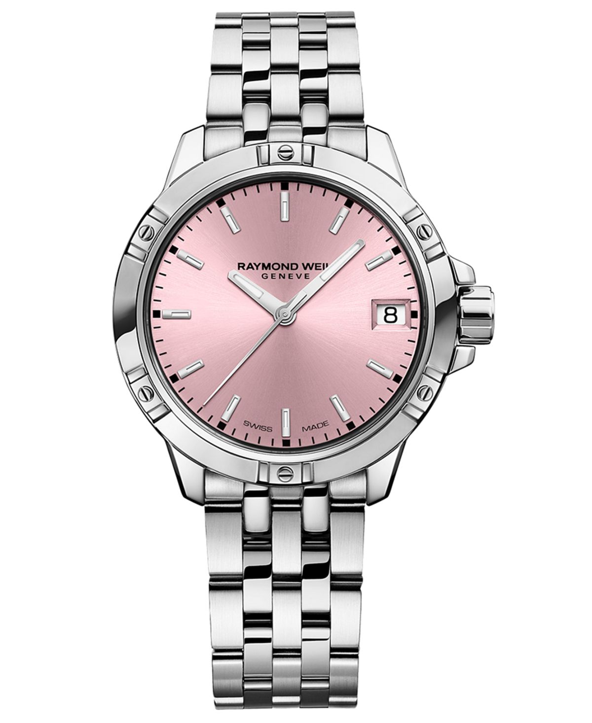 Raymond Weil Tango Classic 30mm Quartz Pink Dial Steel Date Watch,Stainless Steel Bracelet, 
Pink Dial, Indexes, Stainless Steel Case (5960-ST-80001)