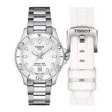 Tissot Seastar 1000  Quartz Dive Watch White Dial 36 Mm 
Stainless Steel/White Rubber Strap